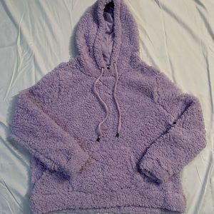 Purple Cropped Sherpa Hoodie